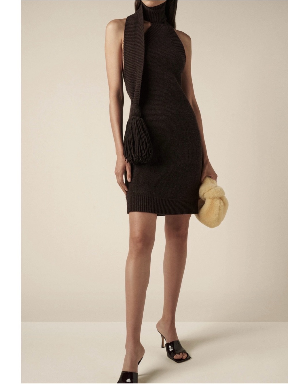 BOTTEGA VENETA BROWN WOOL MINI DRESS - Picture 9 of 9